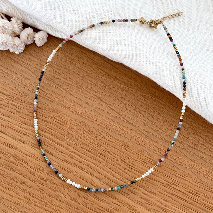 Collier "Dalia" tourmaline acier