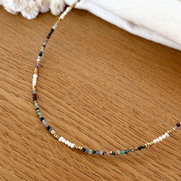 Collier "Dalia" tourmaline acier