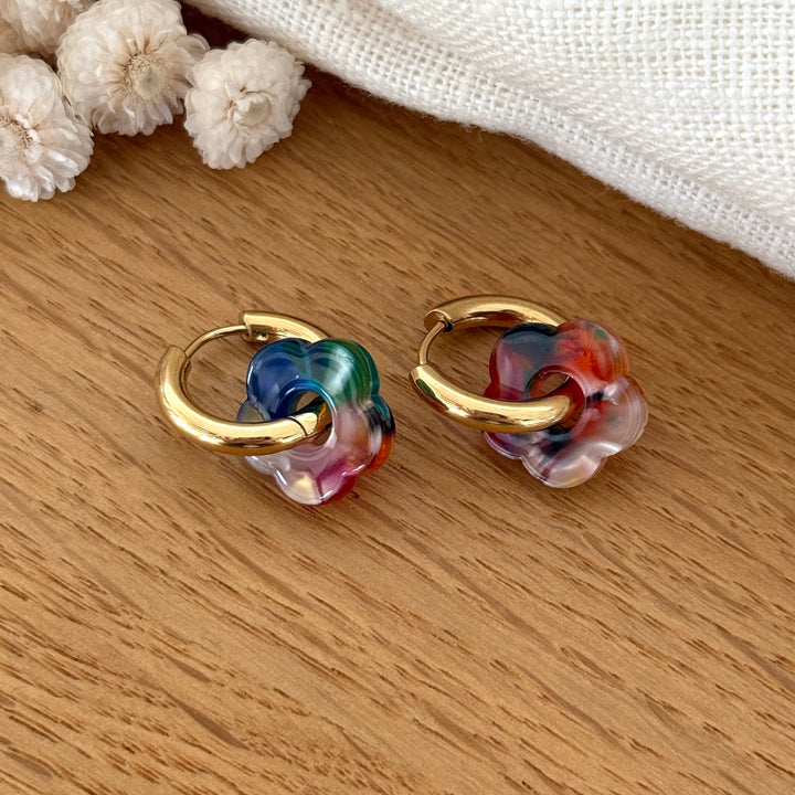 Créoles "Mini Flora" multicolore acier