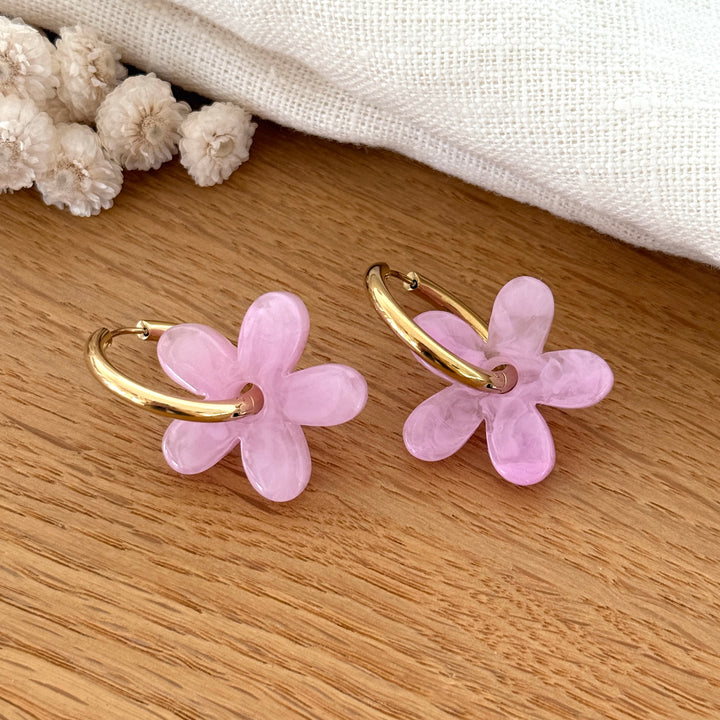 Créoles "Maria" rose acier