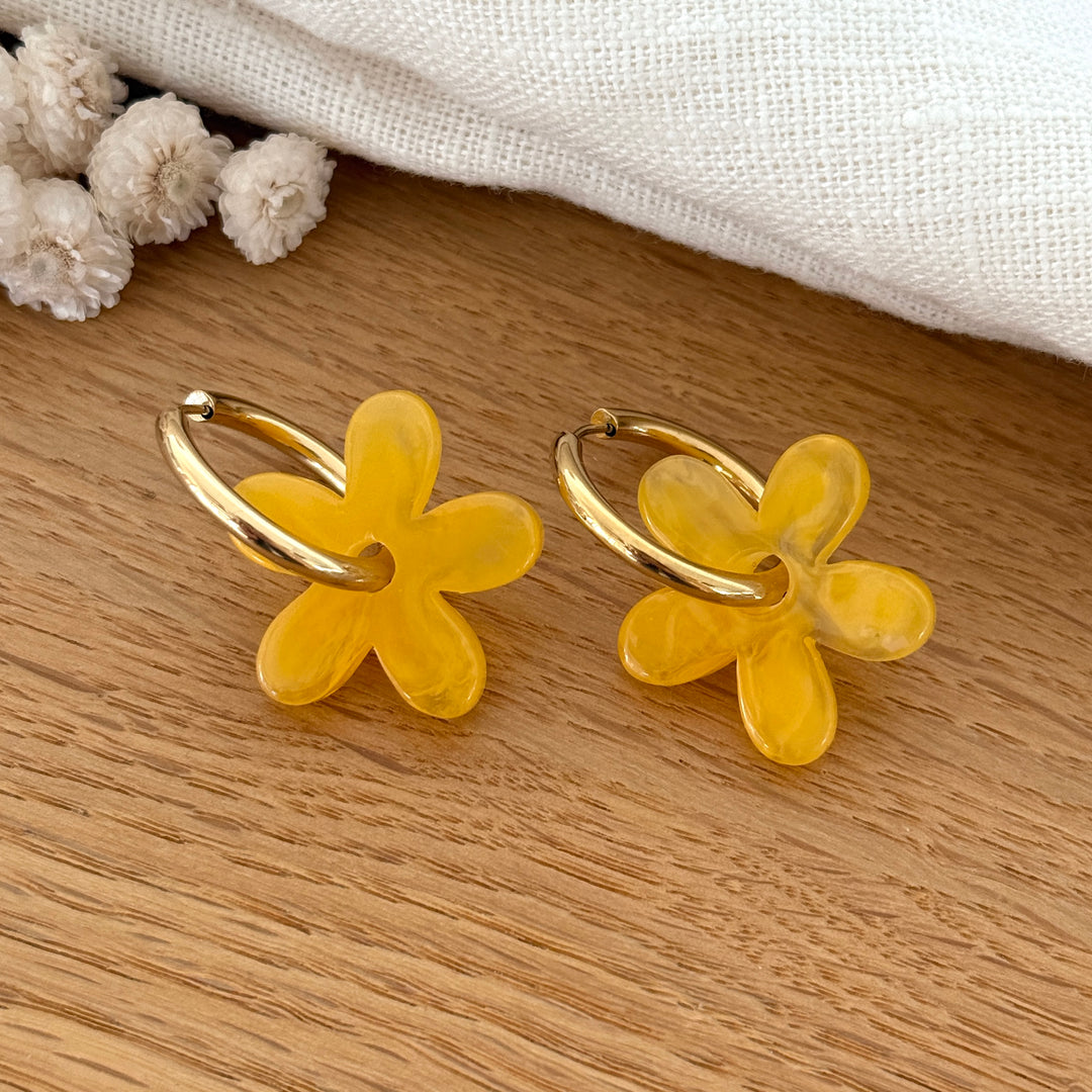 Créoles "Maria" jaune acier