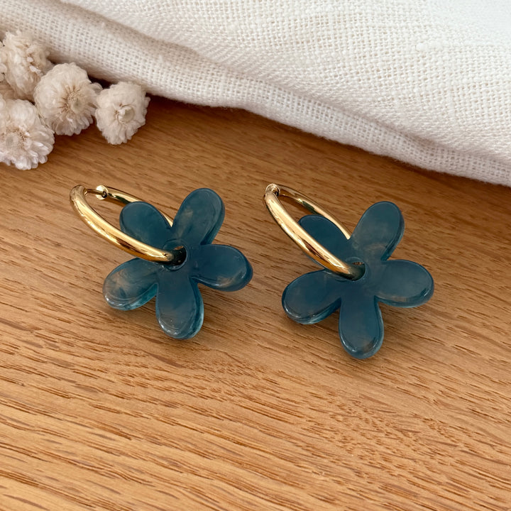 Créoles "Maria" bleu canard acier