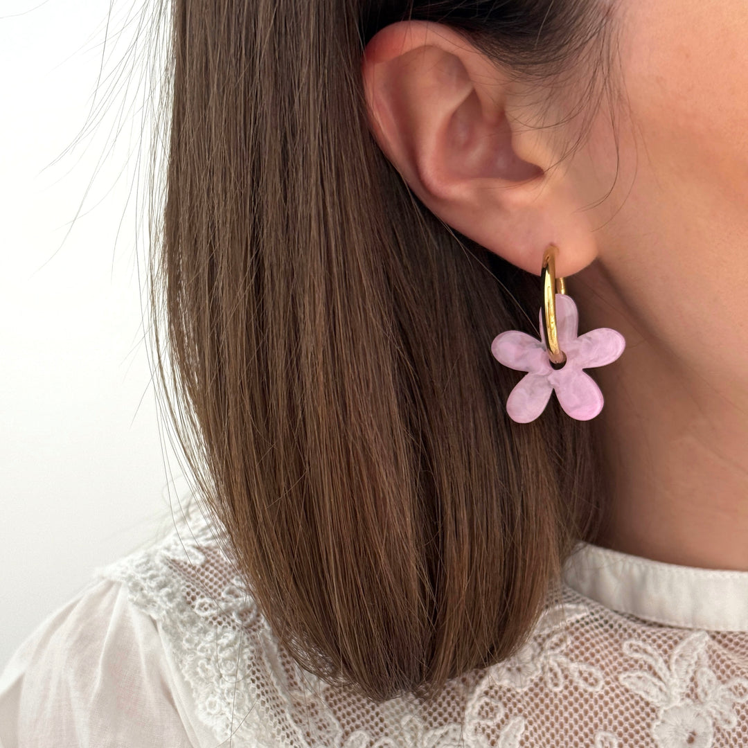 Créoles "Maria" rose acier