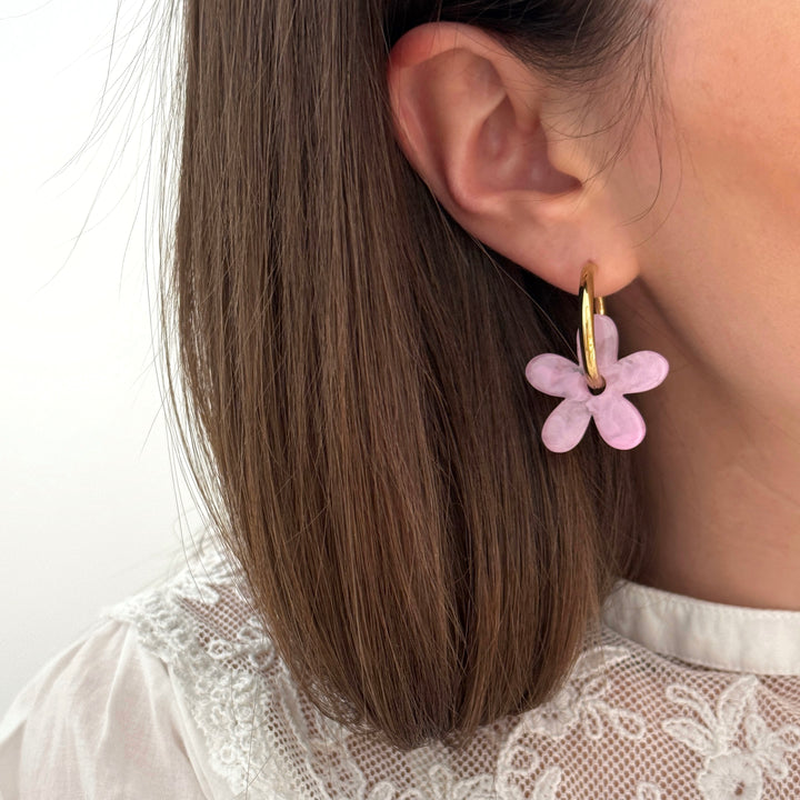 Créoles "Maria" rose acier