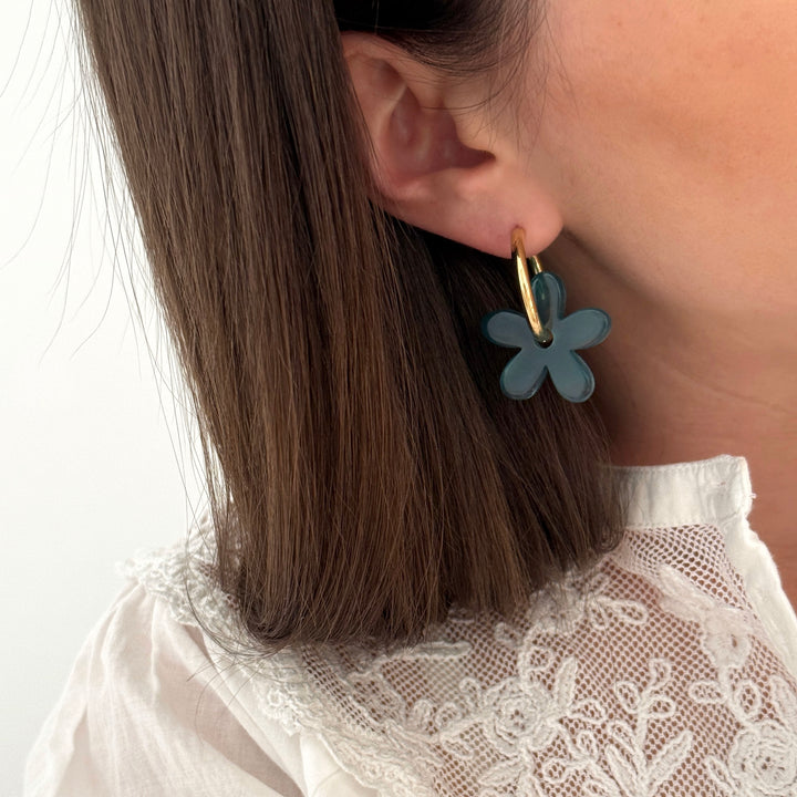 Créoles "Maria" bleu canard acier