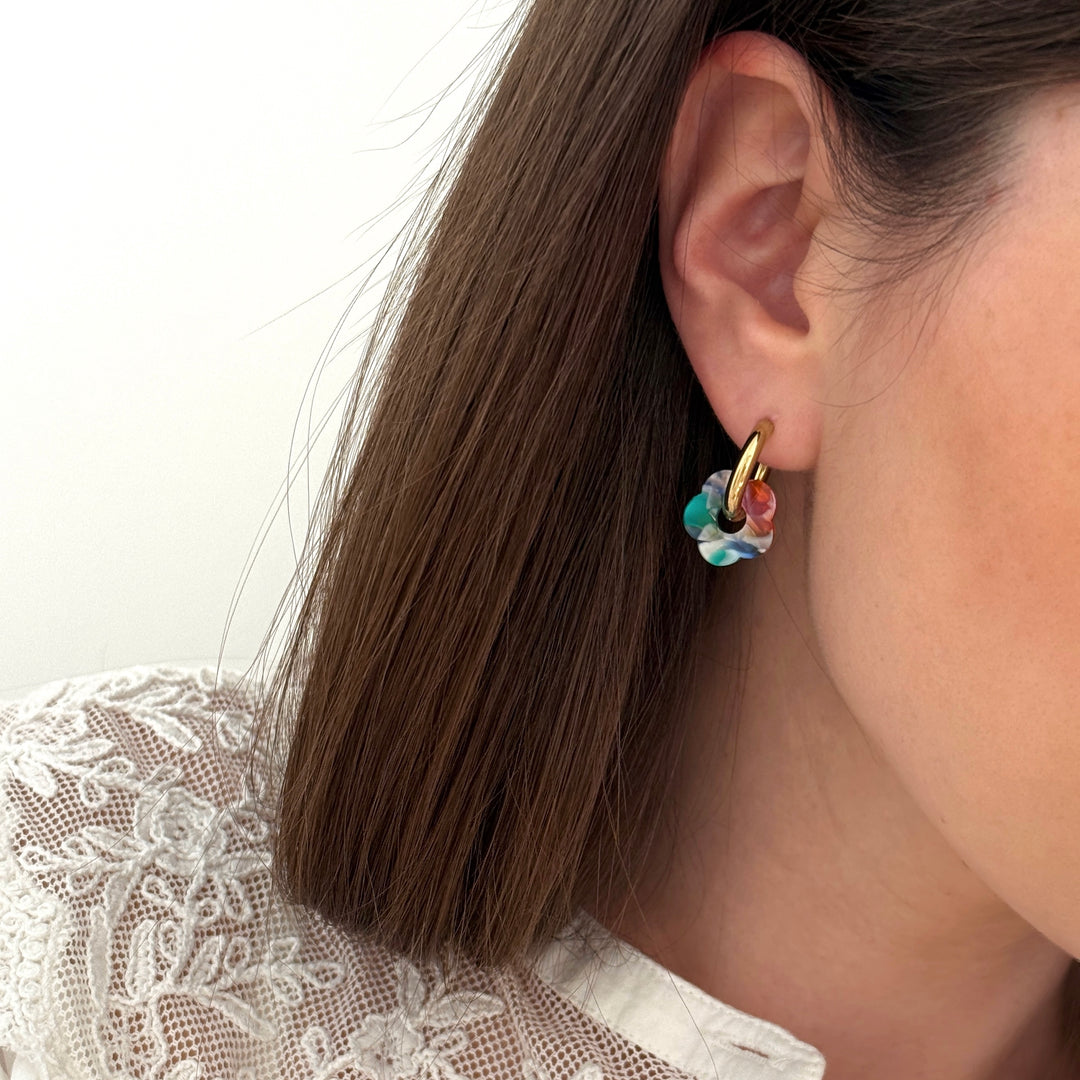 Créoles "Mini Flora" multicolore acier