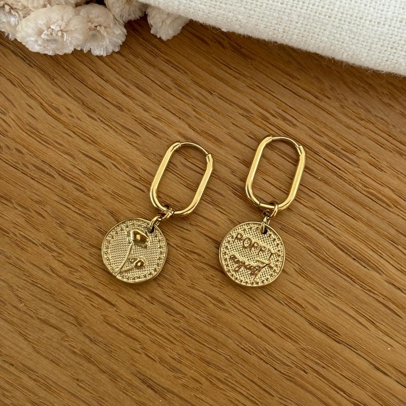 Boucles d'oreilles fleur de naissance acier