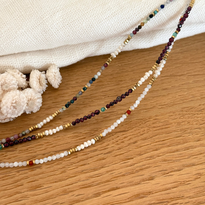 Collier "Dalia" agate acier