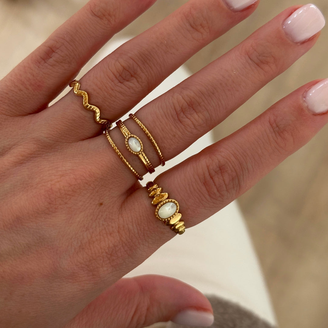 Anillo «Isaline» de nácar y acero