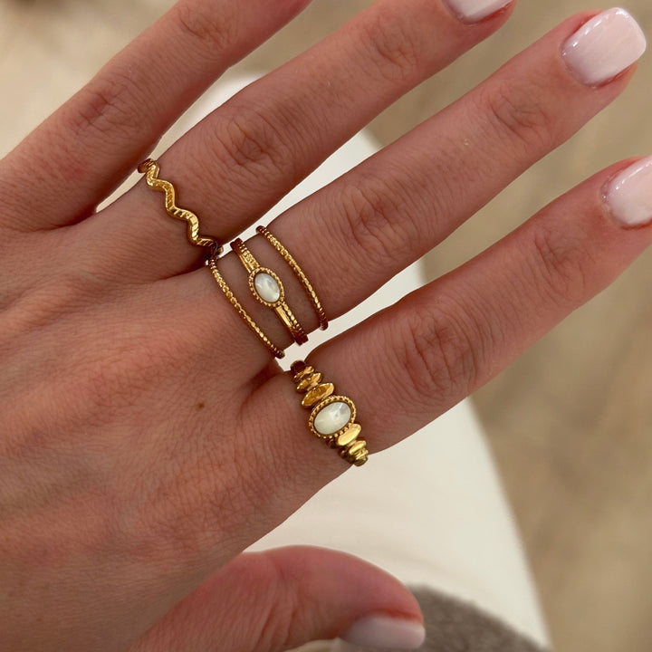 Anillo «Isaline» de nácar y acero