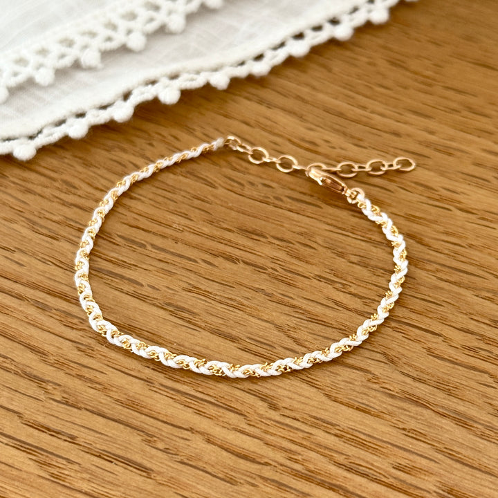 Bracelet "Soy" blanc plaqué or
