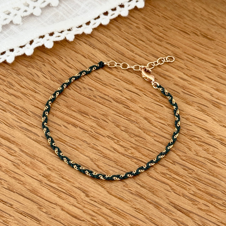Bracelet "Soy" vert plaqué or