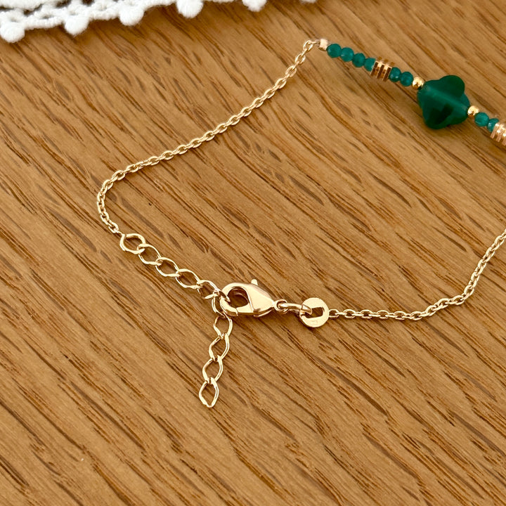 Bracelet "Felicie" vert plaqué or