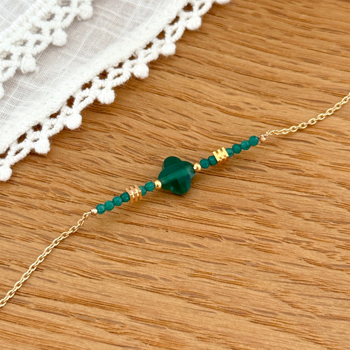 Bracelet "Felicie" vert plaqué or