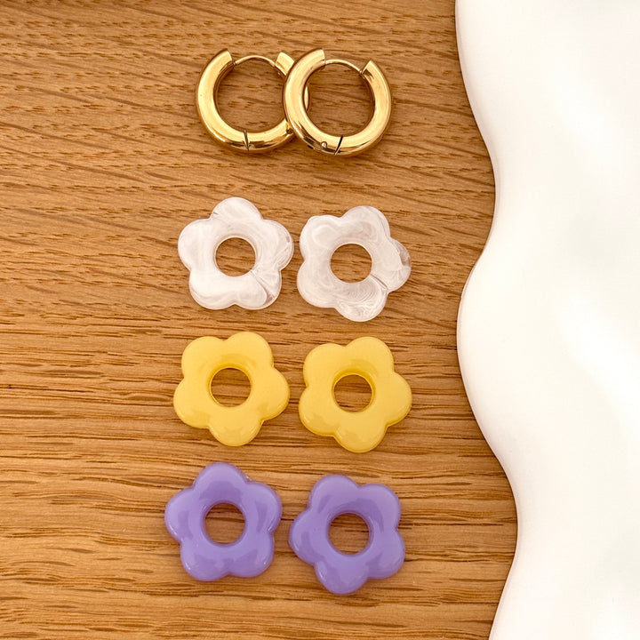 1 - Set di orecchini a cerchio Flora in acciaio