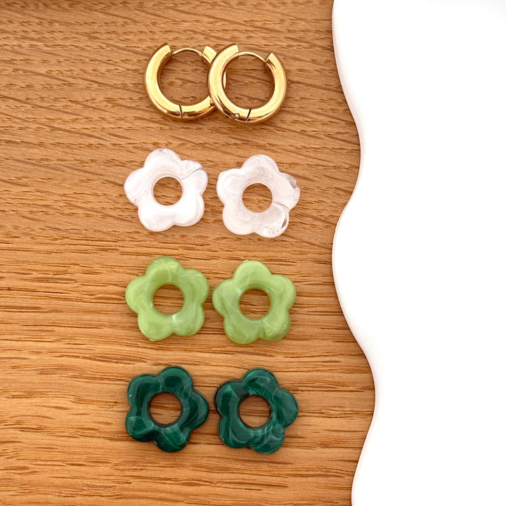 3 - Set di orecchini a cerchio Flora in acciaio