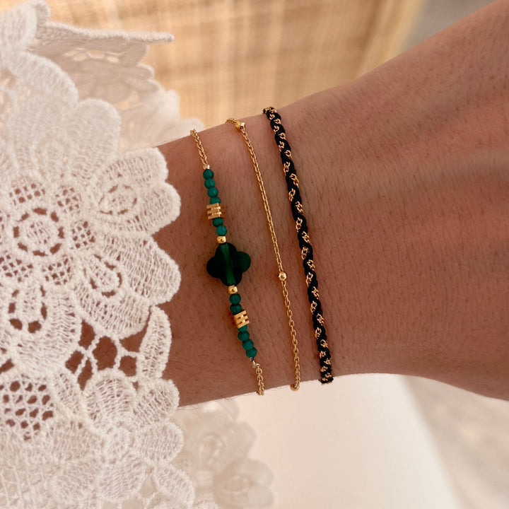 Bracelet "Felicie" vert plaqué or