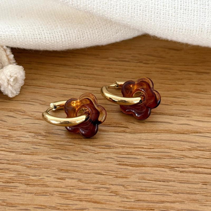 2 - Set di orecchini a cerchio Mini Flora in acciaio