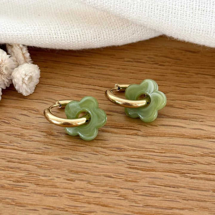 3 - Set di orecchini a cerchio Mini Flora in acciaio