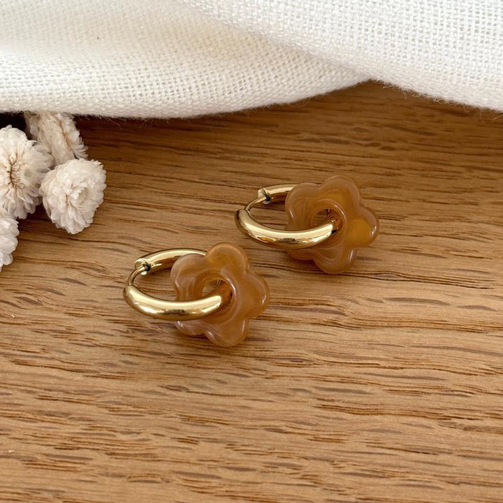 2 - Set di orecchini a cerchio Mini Flora in acciaio