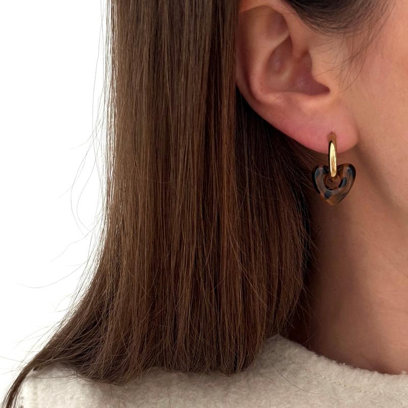 Boucles d'oreilles créoles femme homme bicolore acier et bande or Boucles d'oreilles créoles femme homme bicolore acier et bande or
