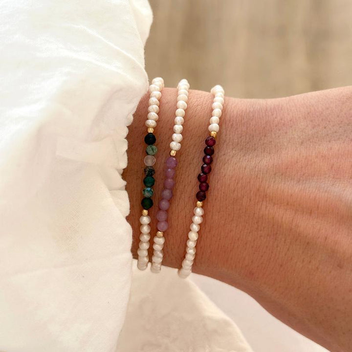 Bracelet "Emilda" rubis plaqué or