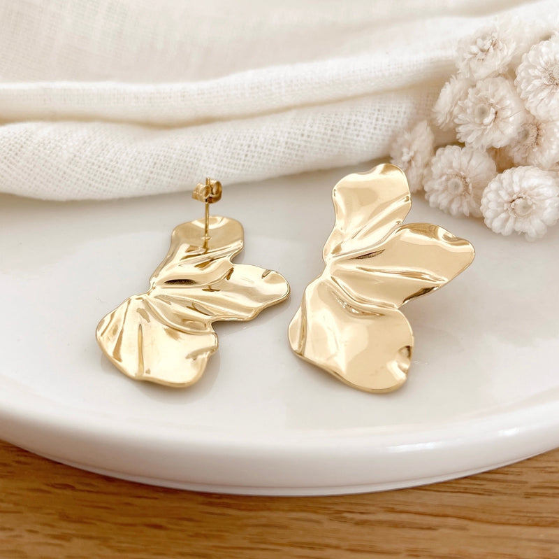 Grandes Boucles D'Oreilles Créoles En Perles Dorées Vintage - Boucles D'Oreilles Créoles Légères Grandes Boucles D'Oreilles Créoles En Perles Dorées Vintage - Boucles D'Oreilles Créoles Légères