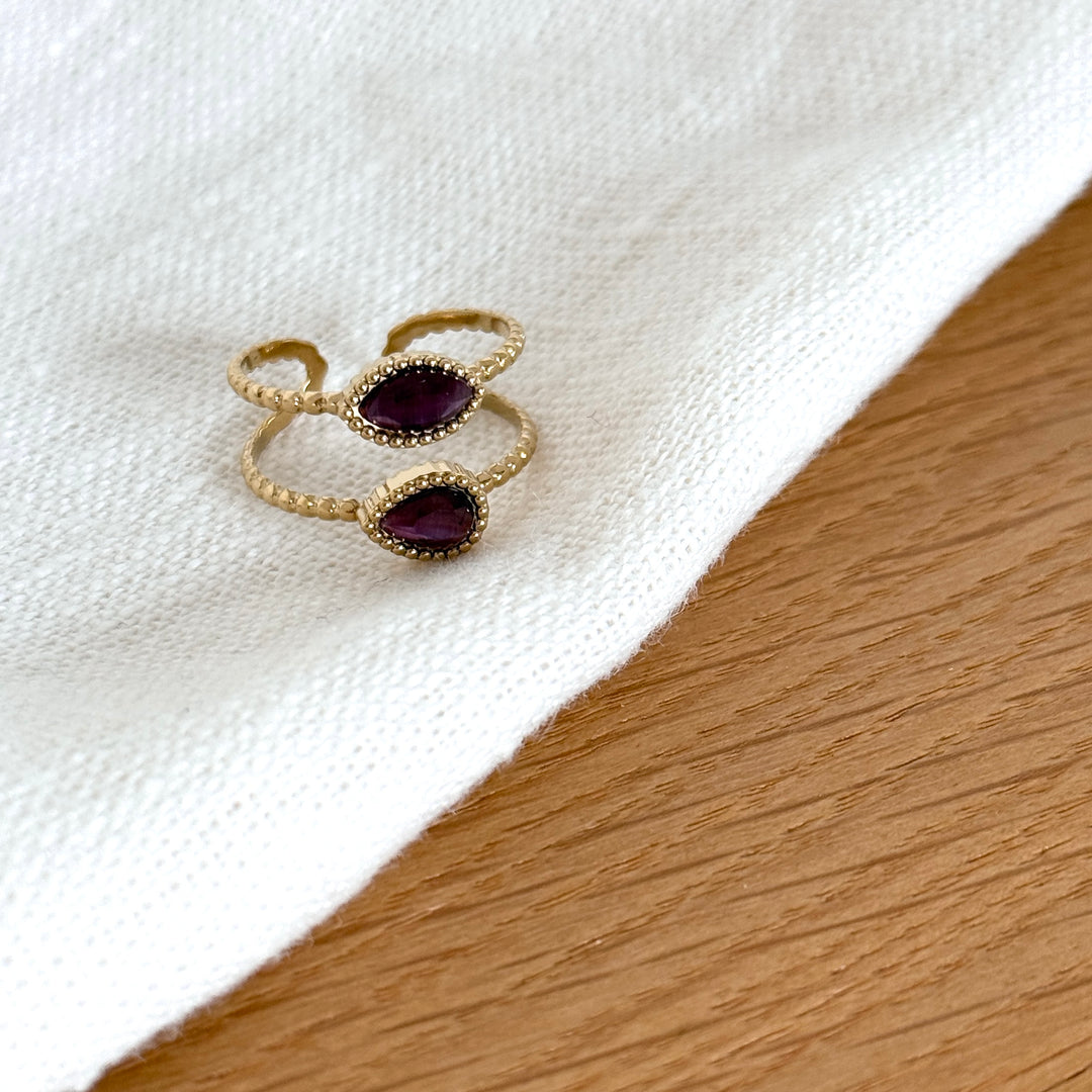 Bague "Neliora" prune acier