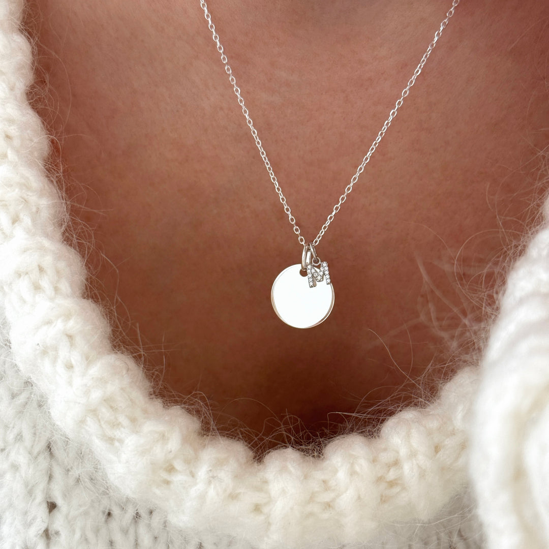 Collier "Médaille initial" argent-Colliers-instants-plaisirs-Sans Gravure-Chaîne classique 38cm-A-Instants Plaisirs | Bijoux