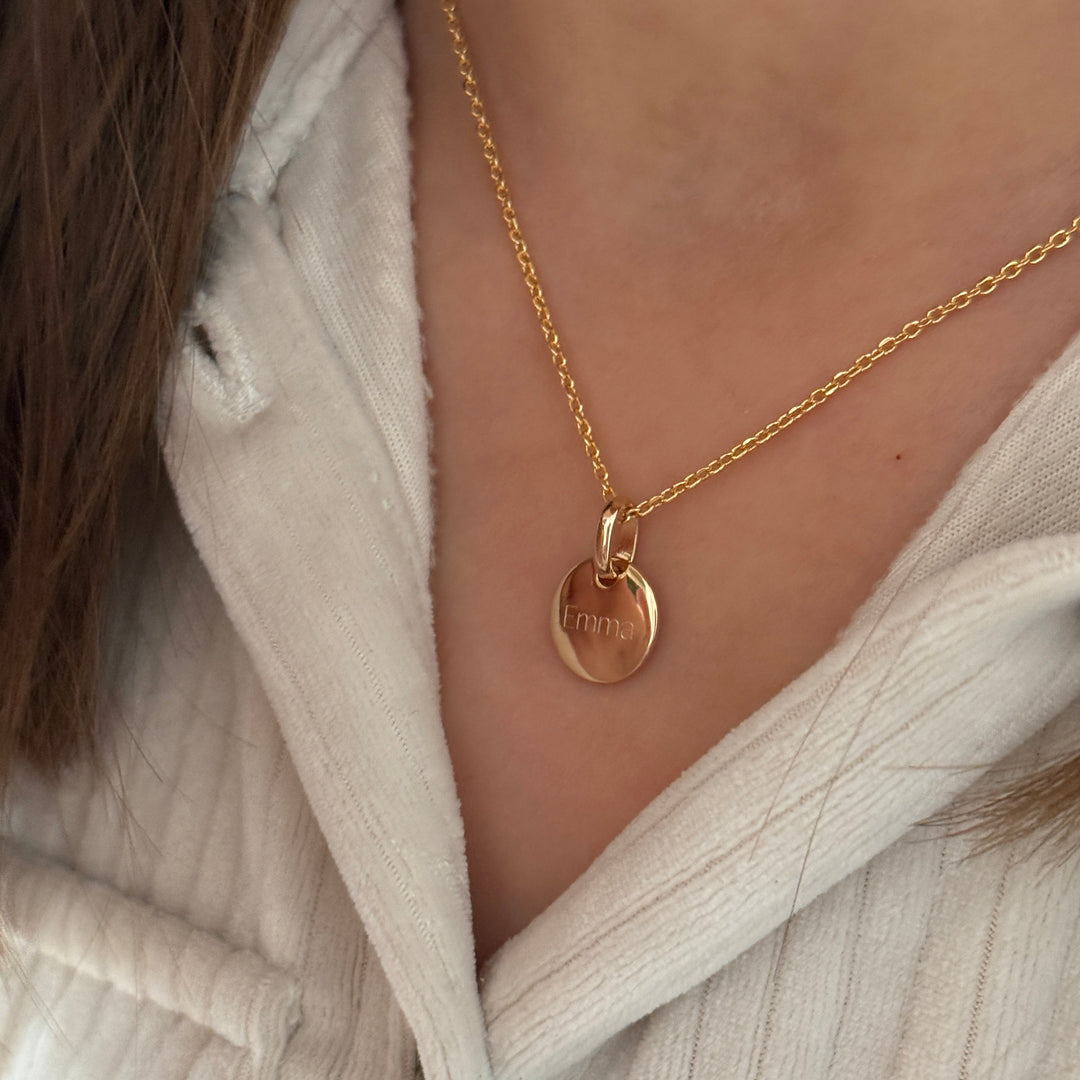Collier "Mini médaillon" enfant plaqué or-Colliers-instants-plaisirs-Sans Gravure-Instants Plaisirs | Bijoux