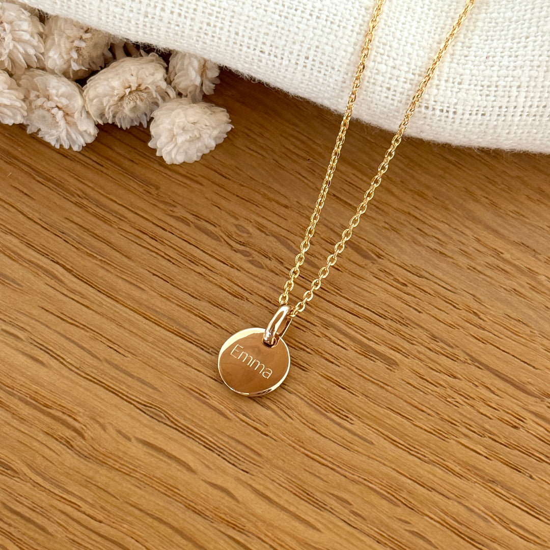 Collier "Mini médaillon" enfant plaqué or-Colliers-instants-plaisirs-Sans Gravure-Instants Plaisirs | Bijoux