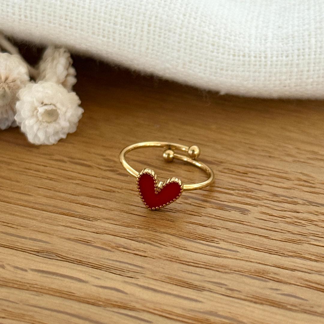 Bague "Louka" enfant acier-Bagues-Instants Plaisirs • Bijoux-Rouge-Instants Plaisirs | Bijoux