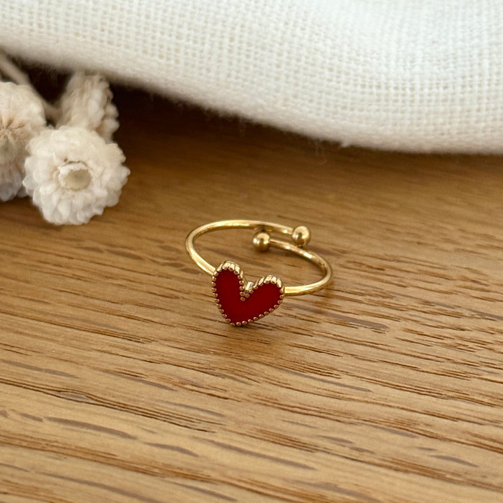 Bague "Louka" enfant acier-Bagues-Instants Plaisirs • Bijoux-Rouge-Instants Plaisirs | Bijoux