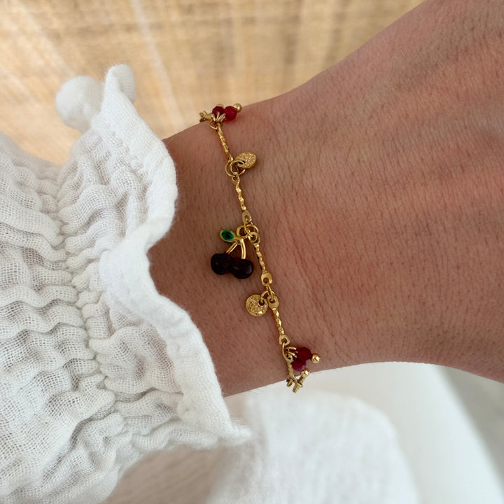 Bracelet "Cerise" bordeaux acier