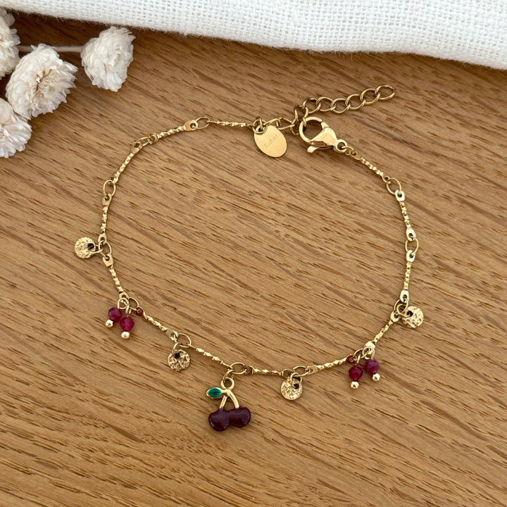 Bracelet "Cerise" bordeaux acier