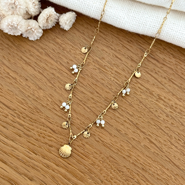 Collier "Coquillage" blanc acier