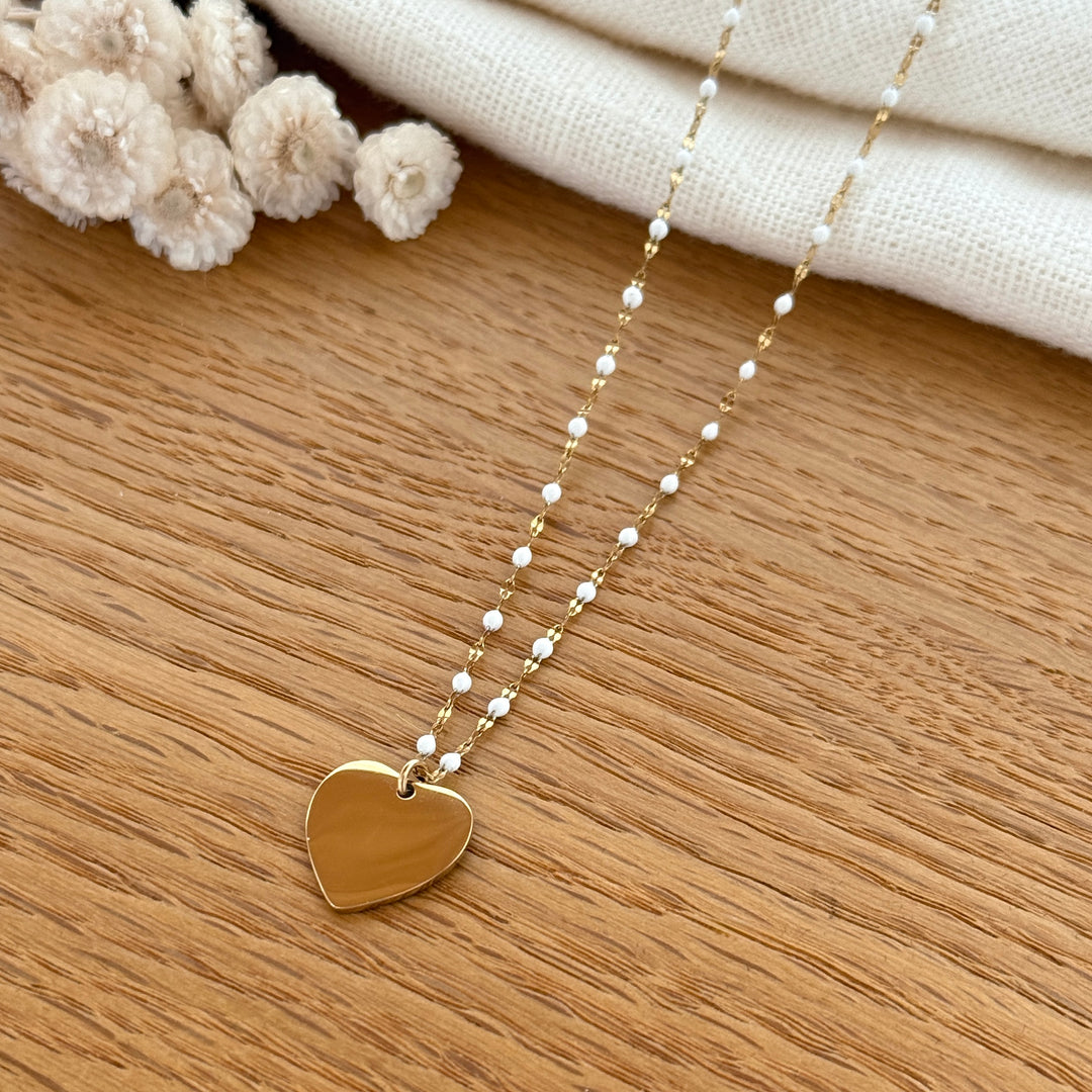 Collier "Coeur" acier blanc