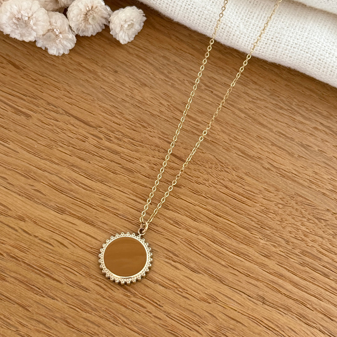 Collier "Médaille" acier doré