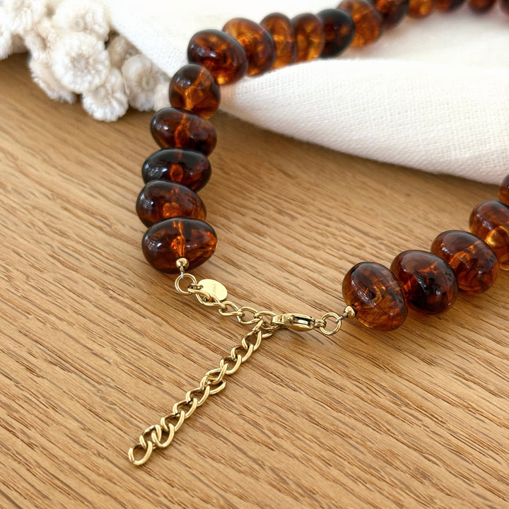 Collier "Marceau" marron acier