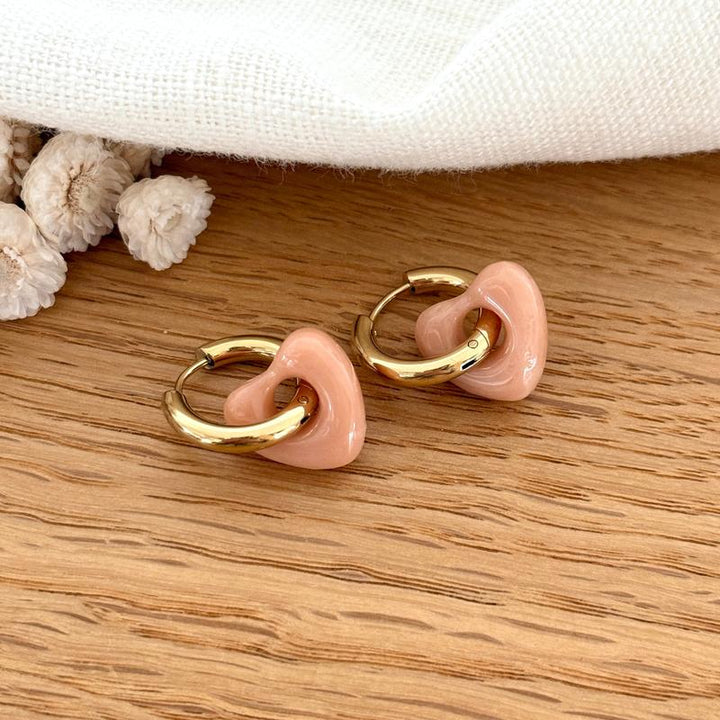 Créoles "Lovo" nude acier-Boucles d&
