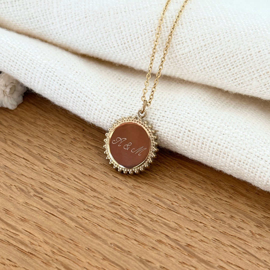 Collier "Médaille" acier doré