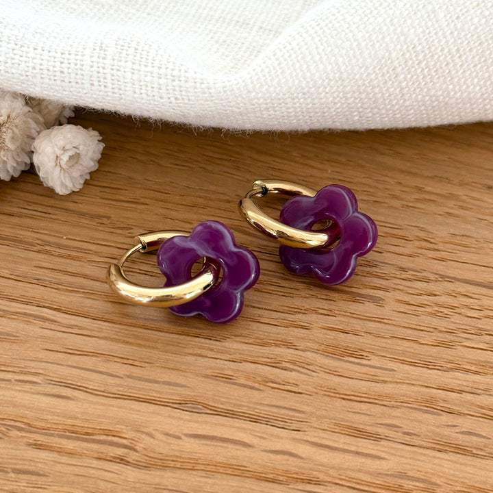 4 - Set di orecchini a cerchio Mini Flora in acciaio