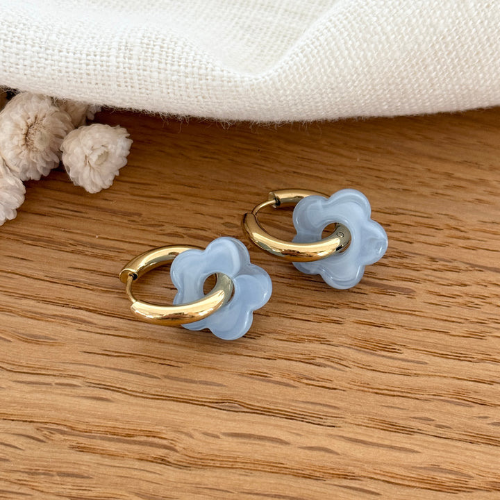 4 - Set di orecchini a cerchio Mini Flora in acciaio