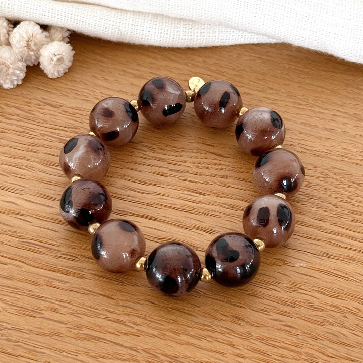 Bracelet "Celia" léopard acier