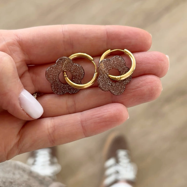 Créoles "Poppy" taupe acier