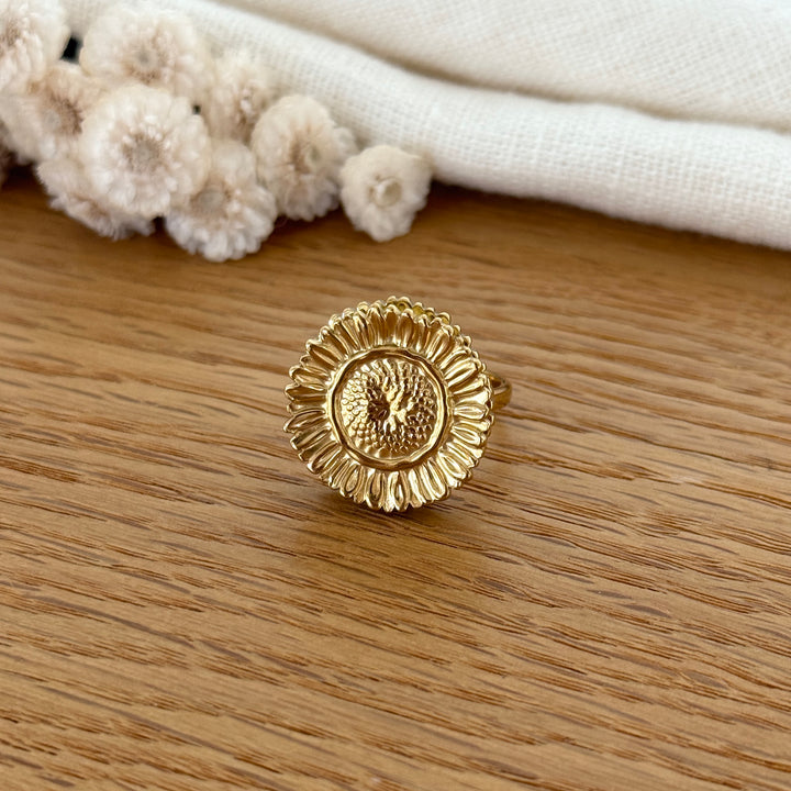 Bague "Tournesol" acier