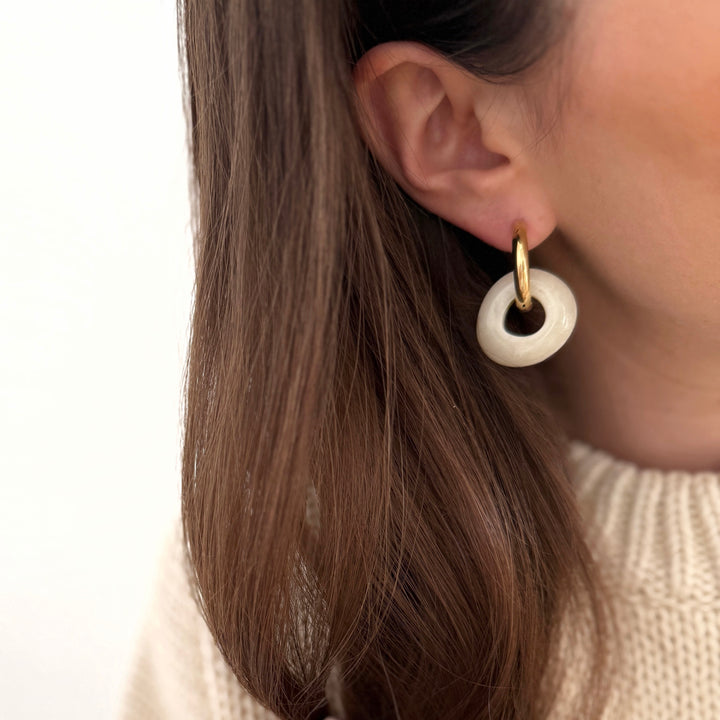 Pendientes criollos "Luisa", acero blanco