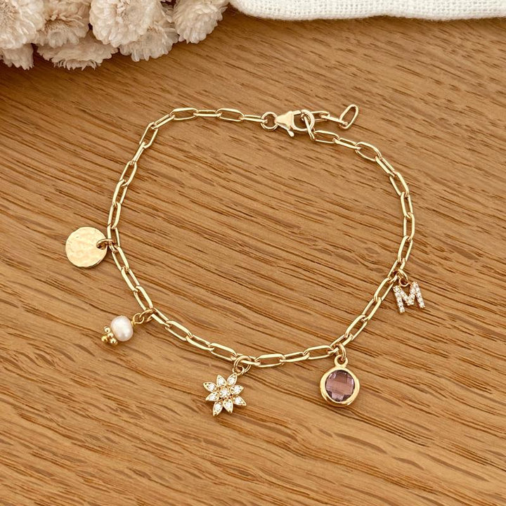 Bracelet charms personnalisable plaqué or
