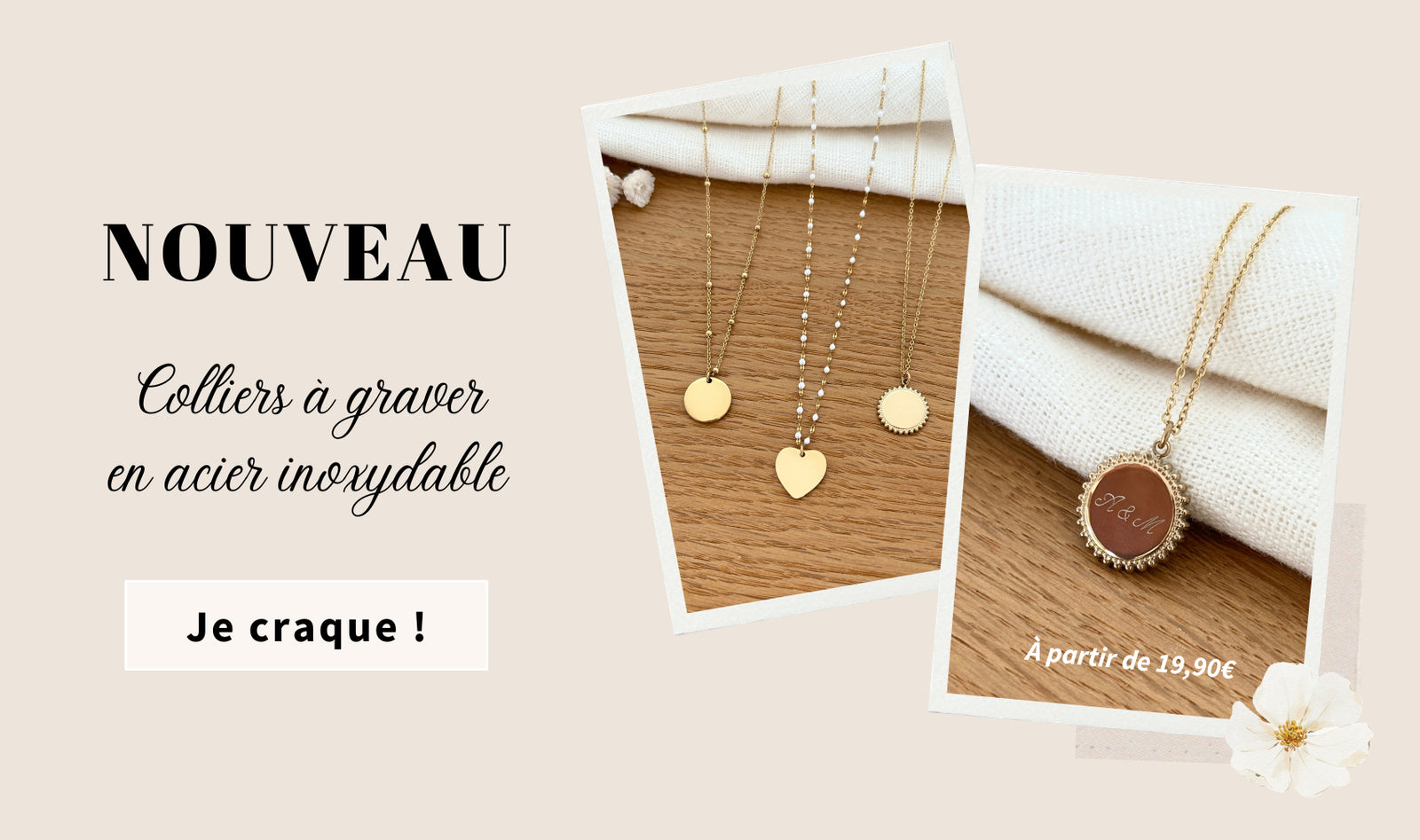 NOUVEAU : Colliers à graver en acier inoxydable chez Instants Plaisirs Bijoux, faites vous plaisir à petit prix dès maintenant et avant l'été !