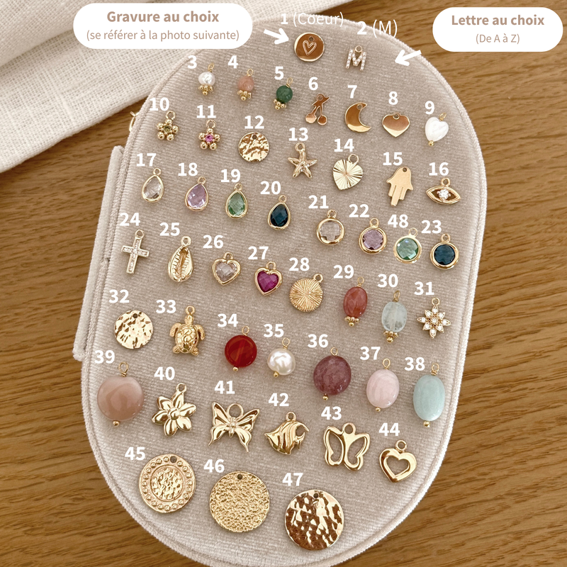 Bracelet charms personnalisable plaqué or